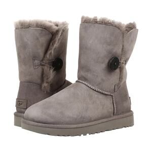 UGG Baily Button Classic Short Grey Gray Boots 9 Fuzzy Comfy Loungewear F19014D